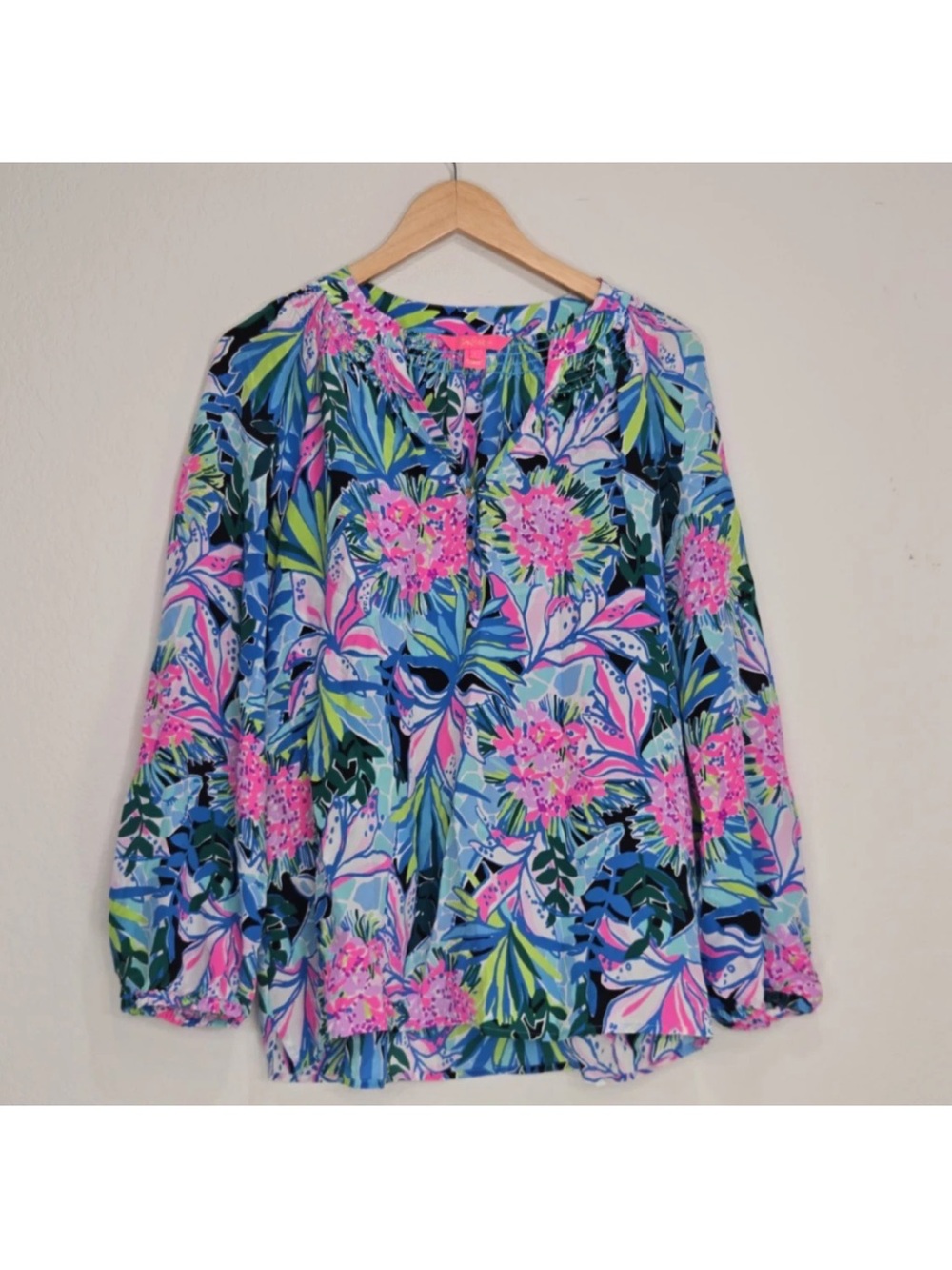 Lilly Pulitzer Elsa Silk Top You Me And Giraffee Size L Womens